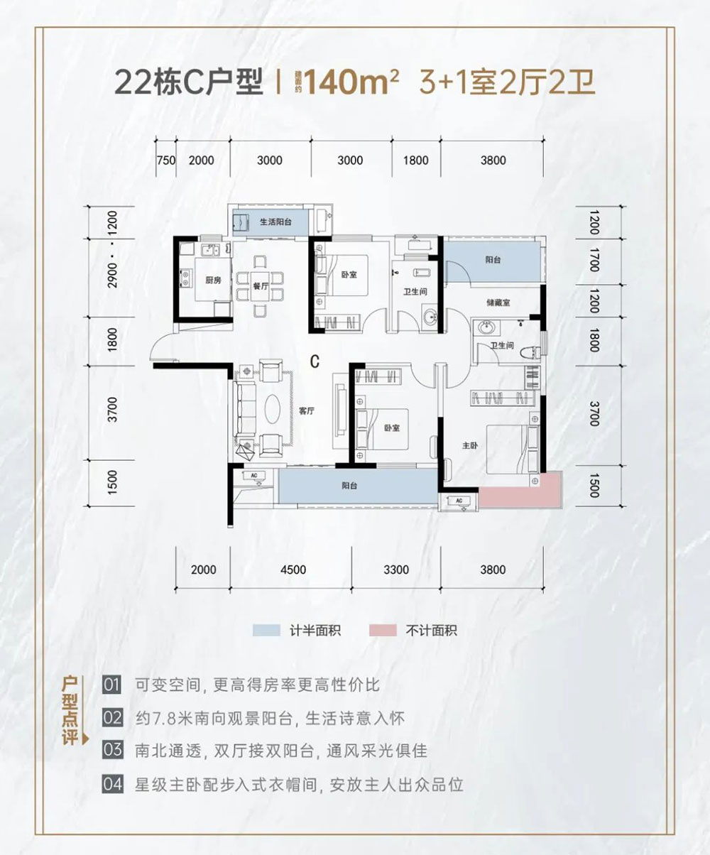 岳阳楼区中建嘉和城22栋C户型