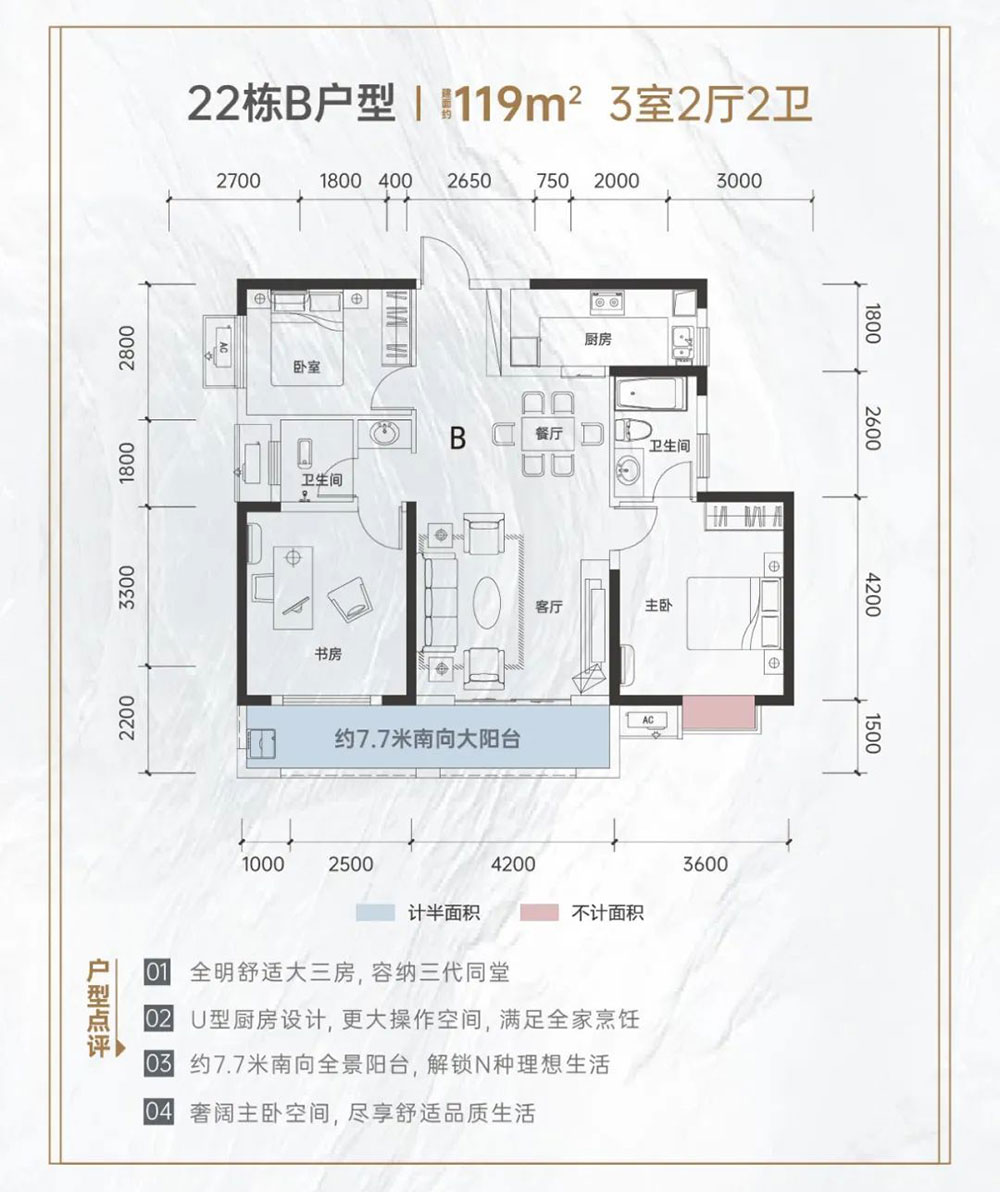 岳阳楼区中建嘉和城22栋B户型