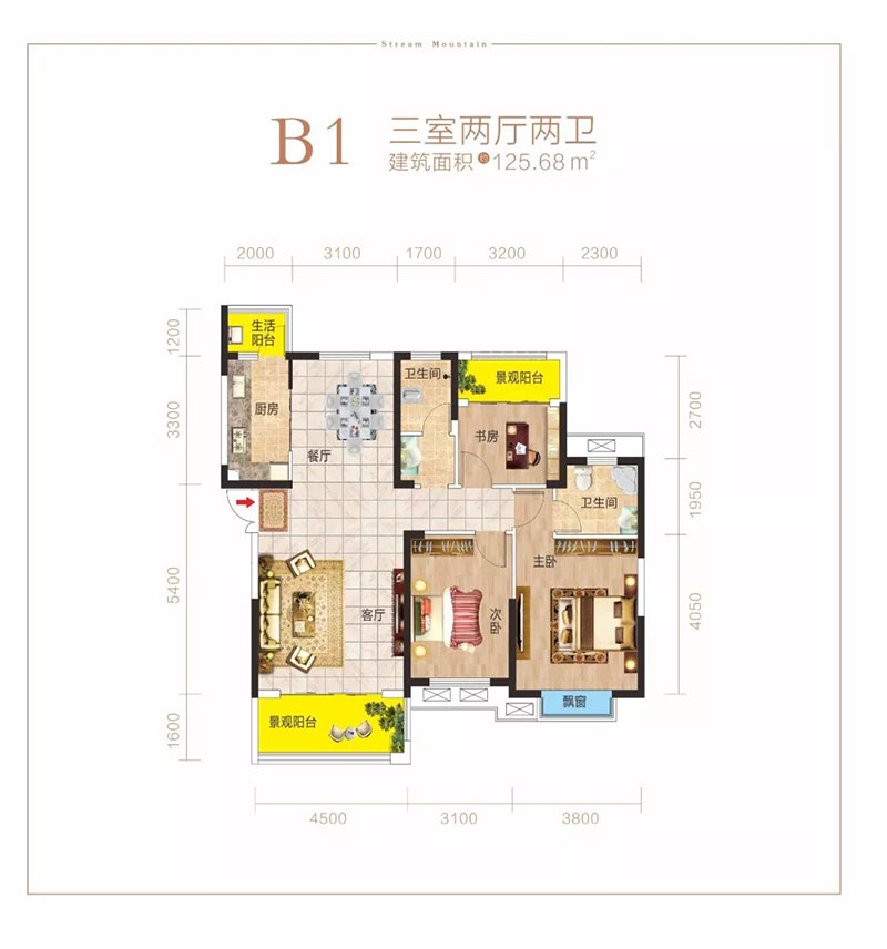 岳阳楼区天伦溪山府B1户型