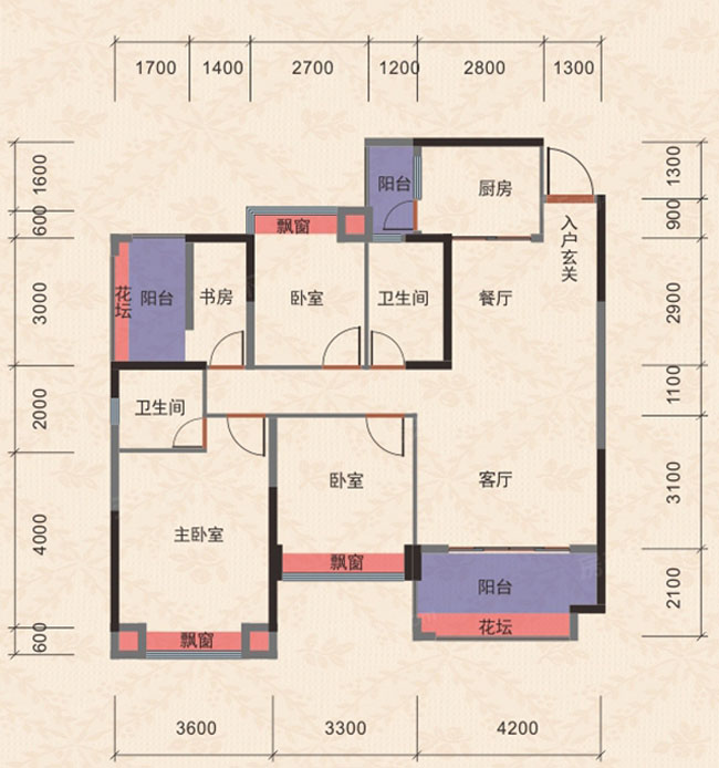 雁峰区中房美丽白沙14#栋304户型
