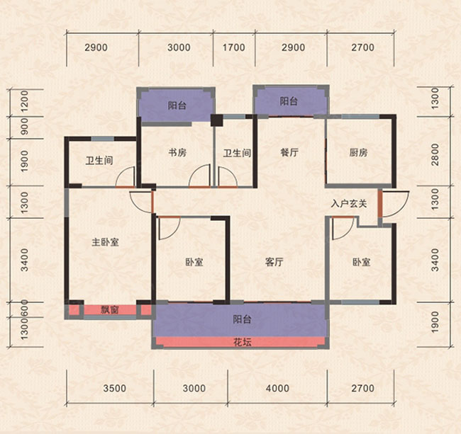 雁峰区中房美丽白沙20#栋102户型