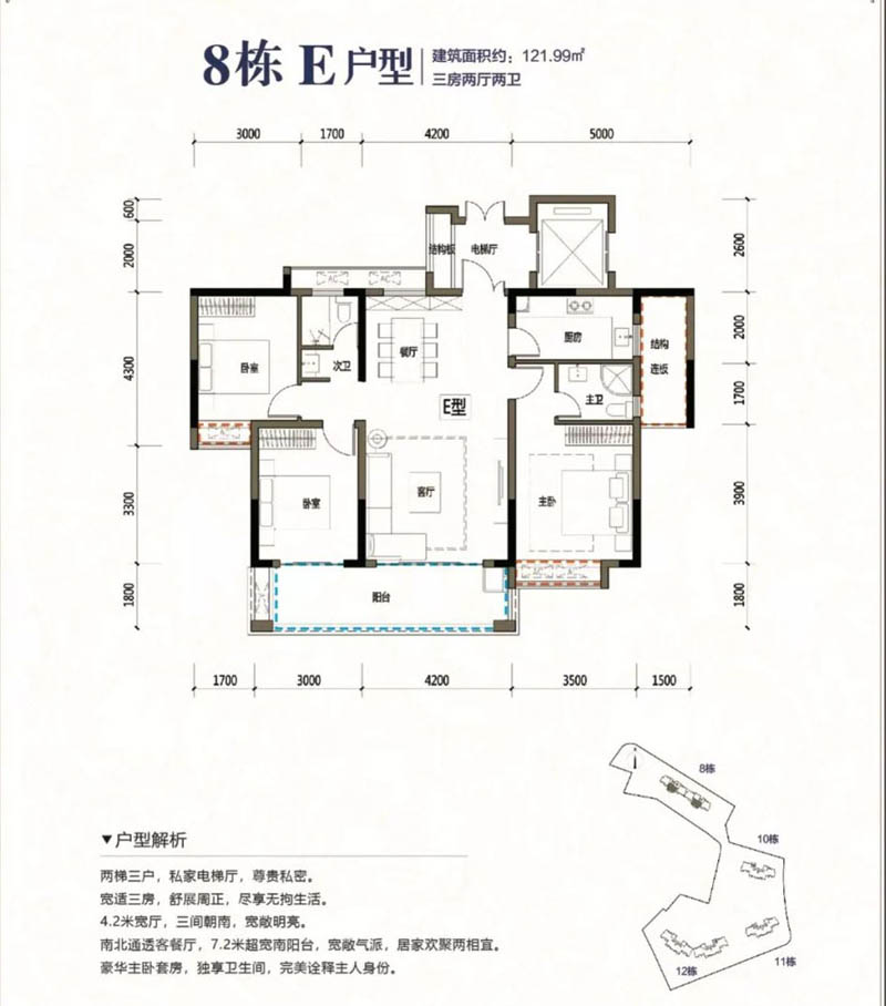 宜章县盛德华府8栋E户型