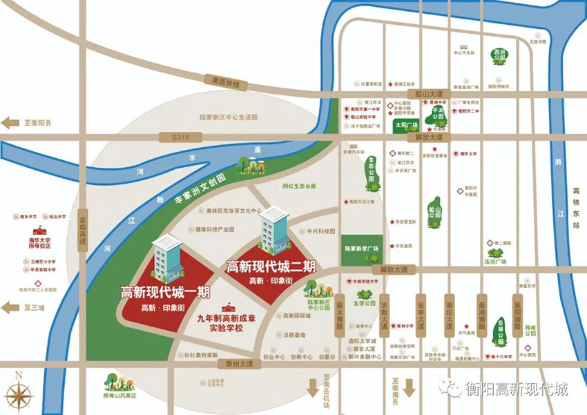 蒸湘区高新现代城区位图