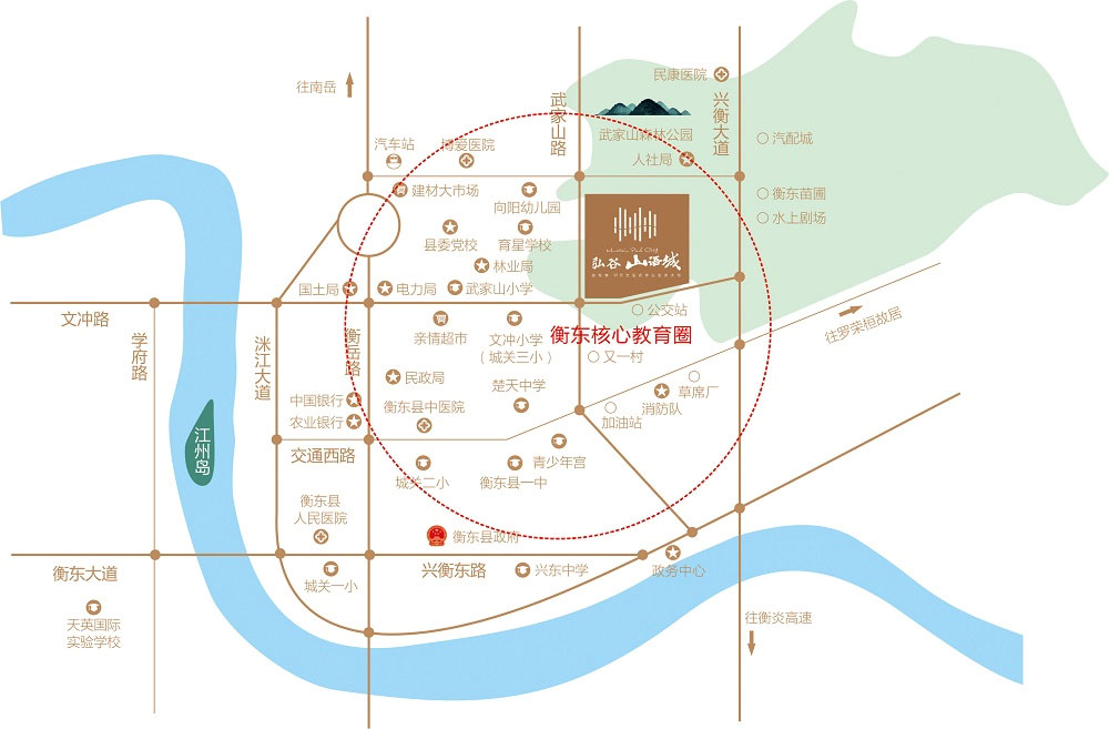 衡东县弘谷山语城区位图