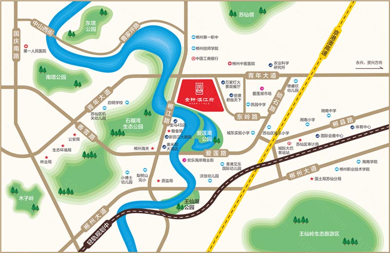 苏仙区金钟滨江府区位图