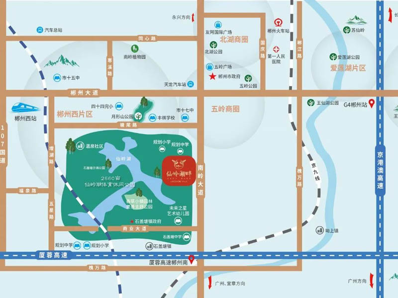 北湖区仙岭湖畔区位图