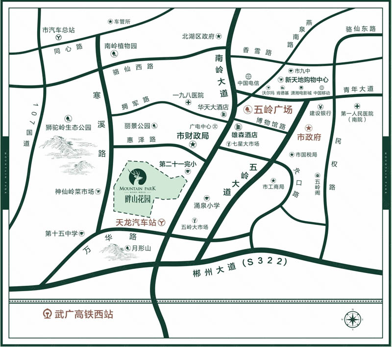 北湖区畔山花园区位图