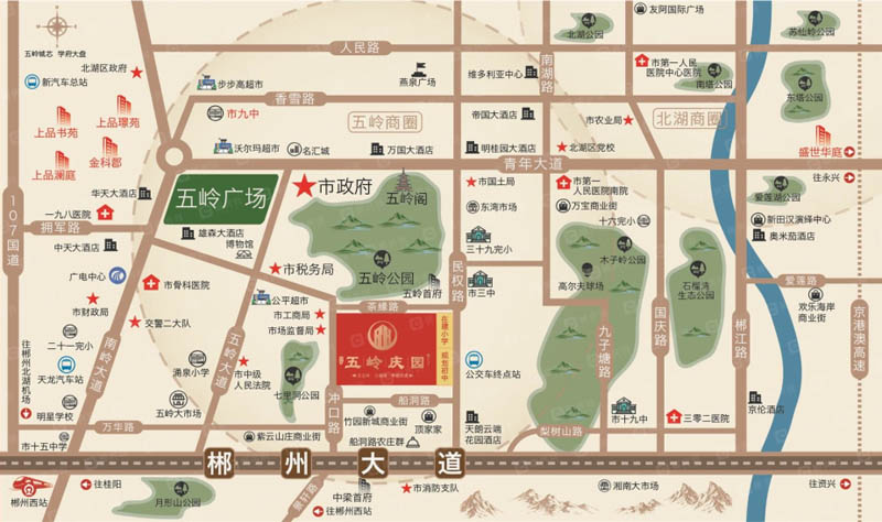 北湖区五岭庆园区位图