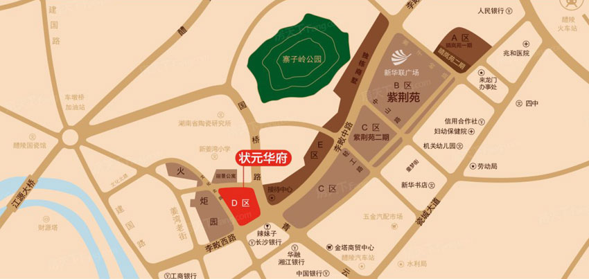 醴陵市新华联广场状元华府区位图