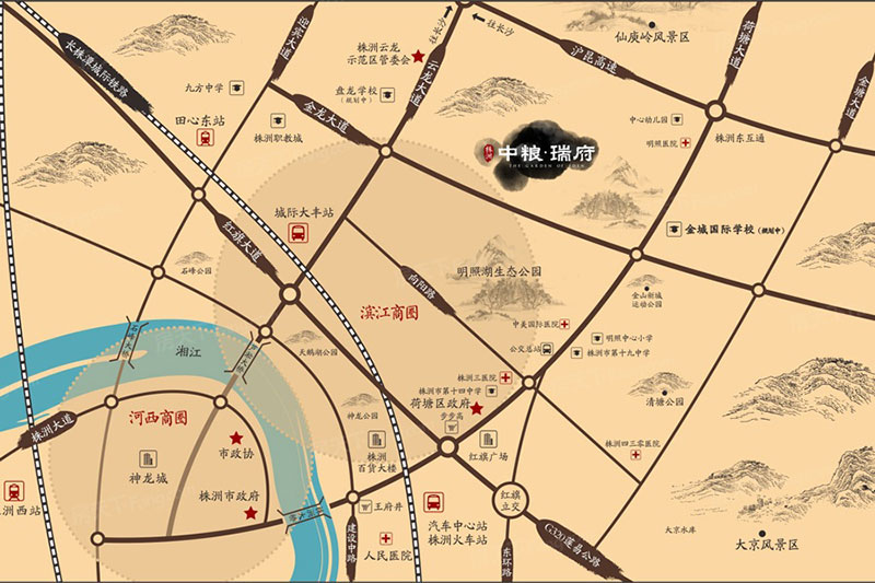 株洲市中粮瑞府区位图